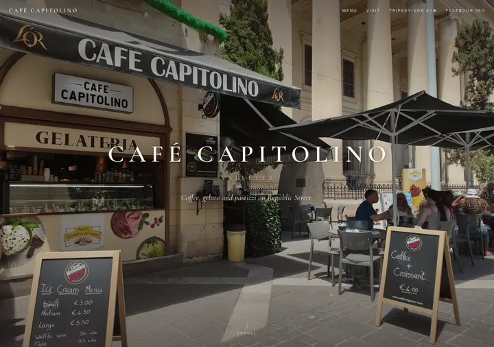 Café Capitolino website with drone footage of Valletta